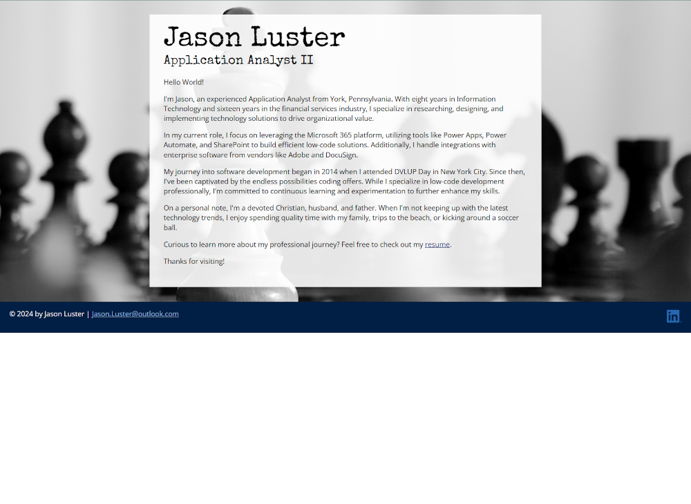 Screenshot of Portfolio and Resume Site